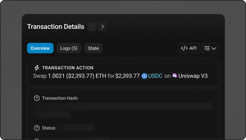 Etherscan transaction page showing swap details in an ad-free Premium layout