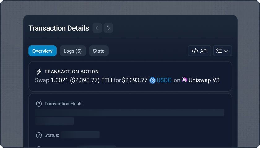 Etherscan transaction page showing swap details in an ad-free Premium layout